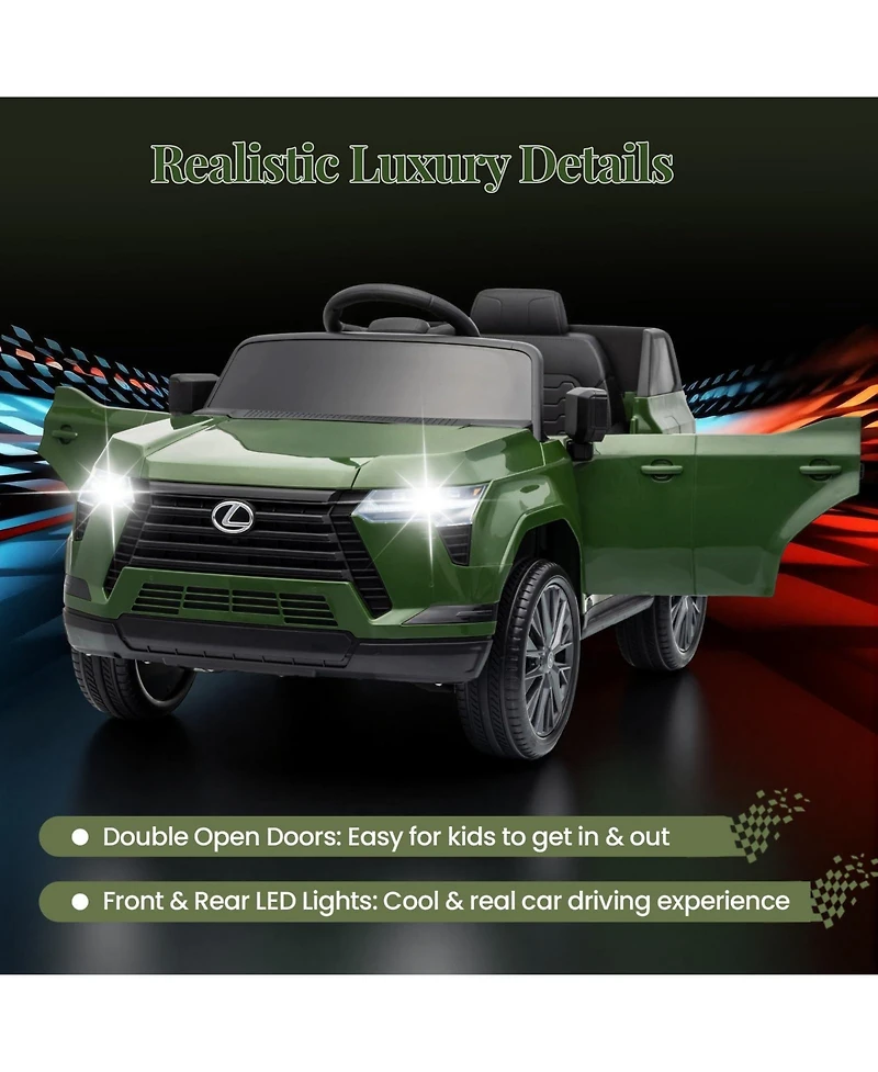 42 Inch Licensed Lexus Ride On Car, 12V Kids Electric Vehicle with Remote Control and Led Lights, Red/Green/Gray/Black/White, Ages 3-6