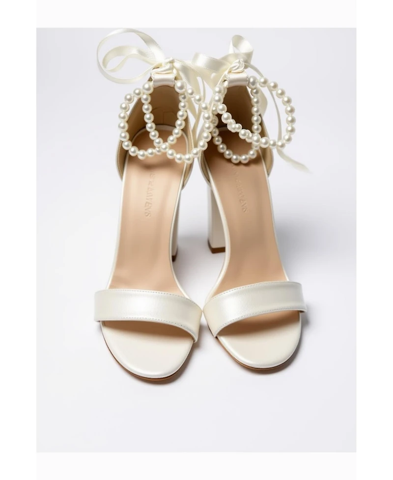 Forever and Always Shoes Women's Caelis Pearl Ankle Strap Block Heel Sandal
