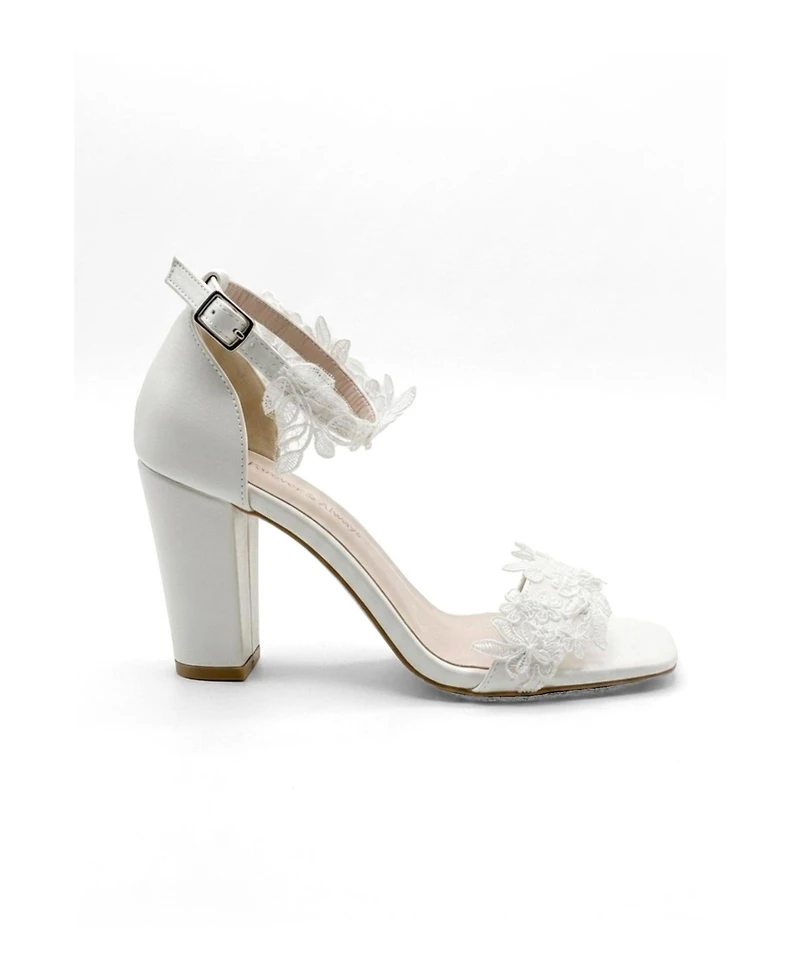 Forever and Always Shoes Women's Selia Block Heel Bridal Sandal