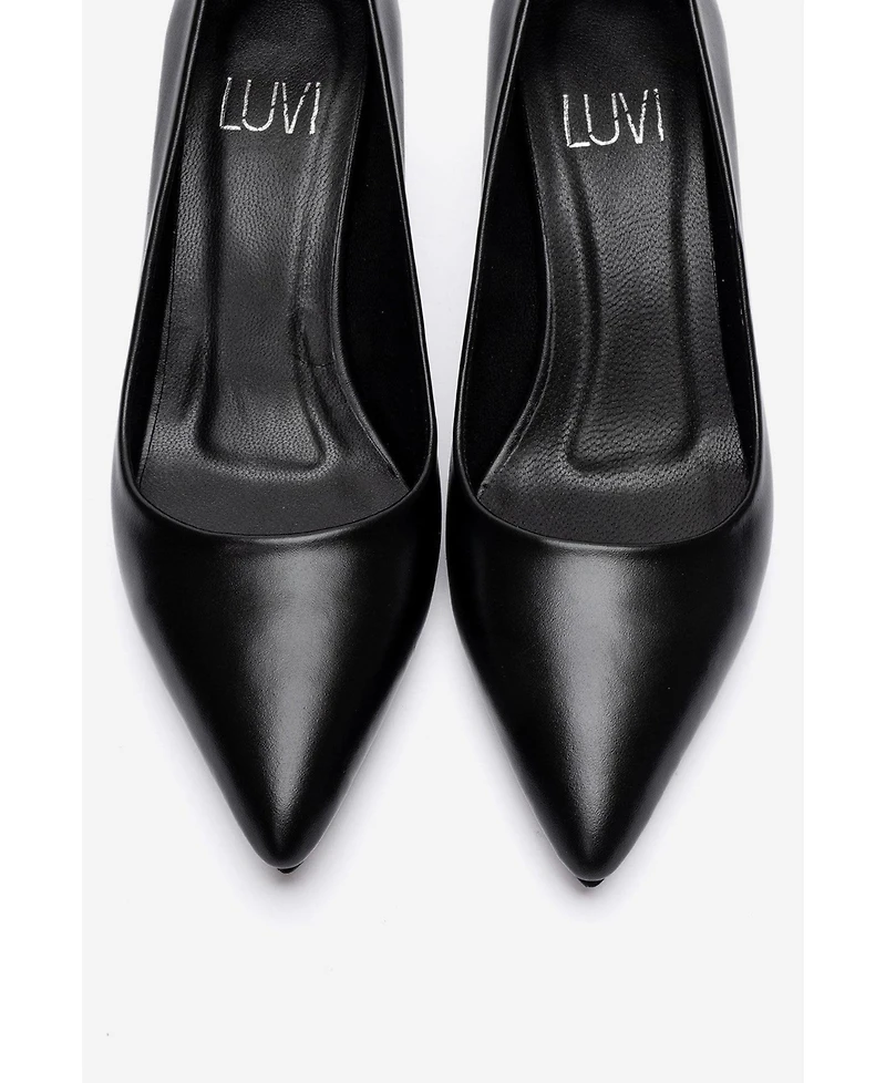 Forever and Always Shoes Women's Jalen Leather Stiletto Pump