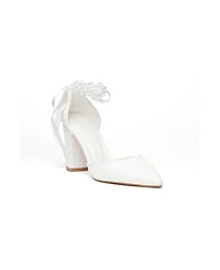 Prologue Shoes Women's Zia Ribbon Block Heel Bridal Pump