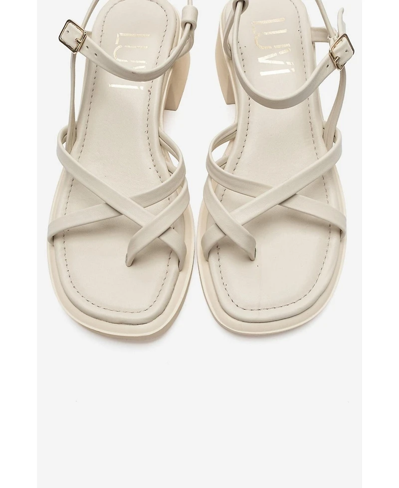 Forever and Always Shoes Women's Cirelle Leather Block Heel Sandal