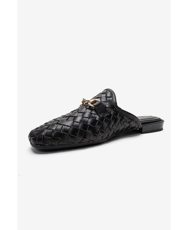 Forever and Always Shoes Women's Senia Leather Woven Mule