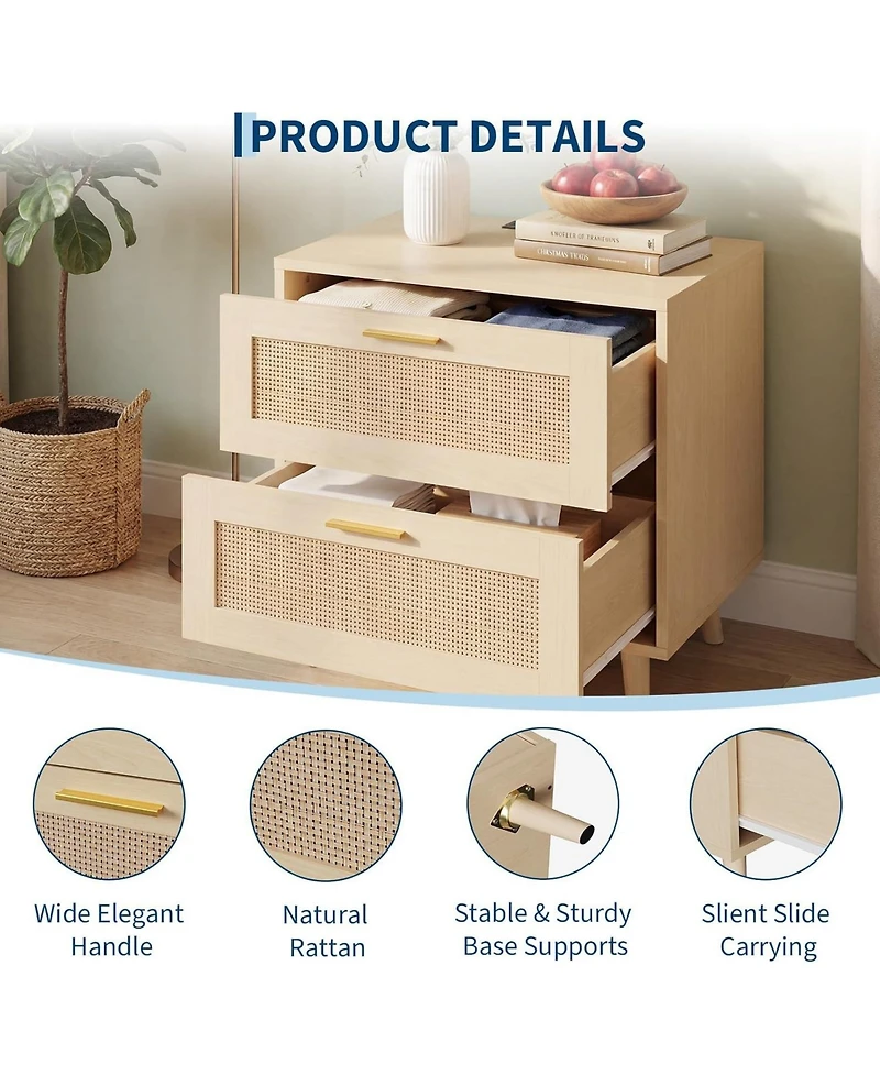 Rattan Nightstands Set of 2
