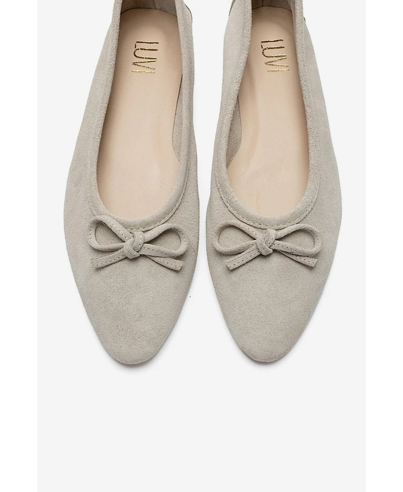Forever and Always Shoes Women's Umiel Leather Bow Ballet Flat