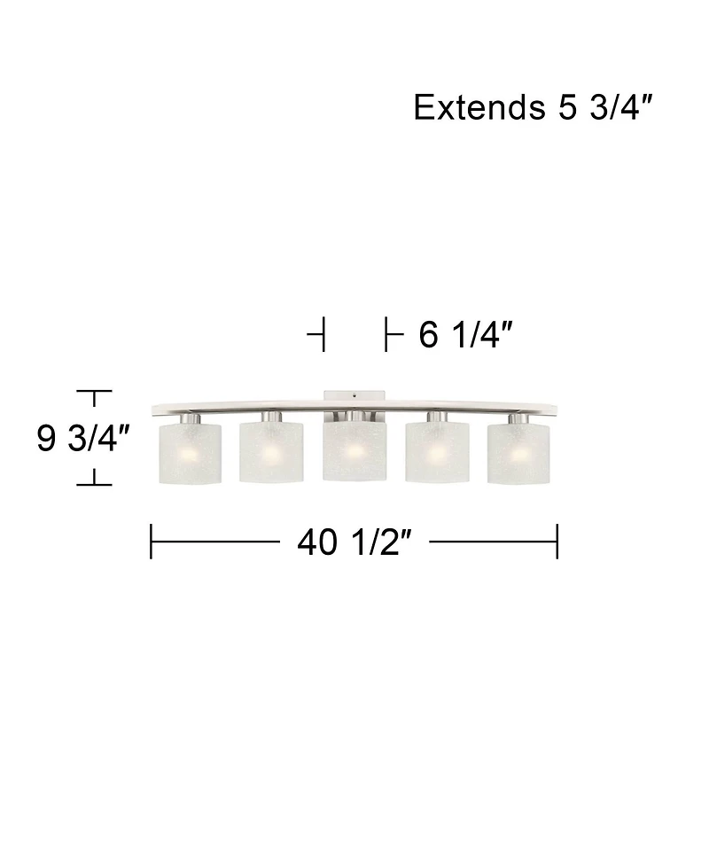 Possini Euro Design Possini Euro Linen Glass 40 1/2"W Brushed Nickel 5-Light Bath Light