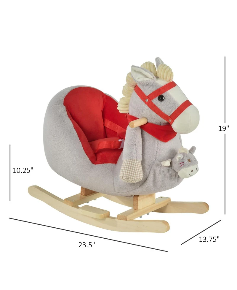 Yobtop Rocking Horse Plush Fabric Lullaby Ride-On with Hand Puppet, Ages 1+