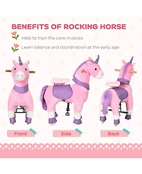Yobtop Walking Plush Unicorn Ride-On Rocking Horse, 176 lbs Capacity, Ages 3+