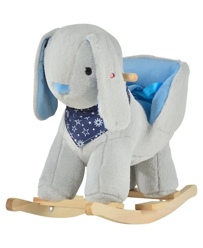 Yobtop Kids Ride-On Rocking Horse Toy Bunny Rocker with Fun Play Music, Soft Plush Fabric, Sturdy Wood Base, for Children