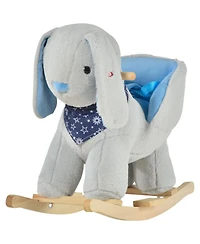 Yobtop Kids Ride-On Rocking Horse Toy Bunny Rocker with Fun Play Music, Soft Plush Fabric, Sturdy Wood Base, for Children