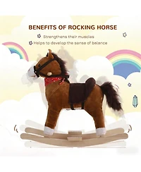 Yobtop Plush Rocking Horse with Realistic Galloping Sounds, 88 lbs Capacity, Ages 3+