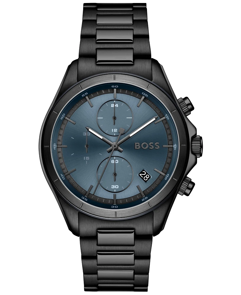 Hugo Boss Men's Bossletic Quartz Chrono Ionic Plated Black Steel Watch 43.40mm