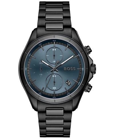 Hugo Boss Men's Bossletic Quartz Chrono Ionic Plated Black Steel Watch 43.40mm