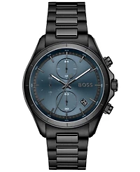 Hugo Boss Men's Bossletic Quartz Chrono Ionic Plated Black Steel Watch 43.40mm