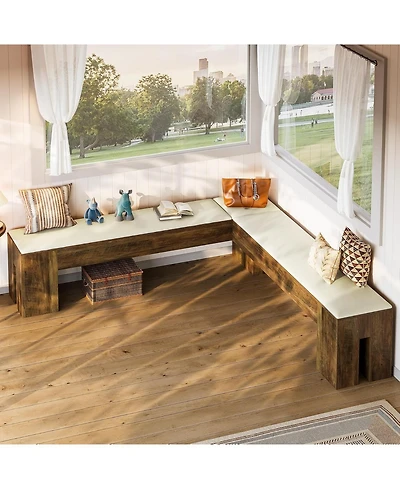 Tribesigns L-Shaped Bench with Cushion, 61-Inch Corner Dining Bench