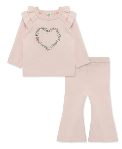 Little Me Baby Girls' Heart Embroidered Sweater and Flare Pants, 2-Piece Set