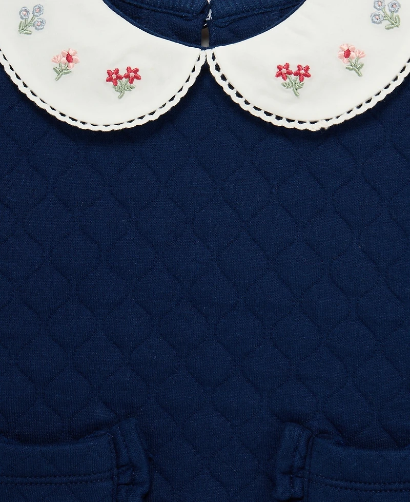 Little Me Baby Girls' White Collar Sweatshirt and Floral Leggings, 2-Piece Set