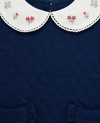Little Me Baby Girls' White Collar Sweatshirt and Floral Leggings, 2-Piece Set