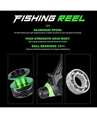 Aofar 9feet 3 Piece Surf Fishing Rod Reel Combo Spinning Baitfeeder With 5000 Size Reel - Green