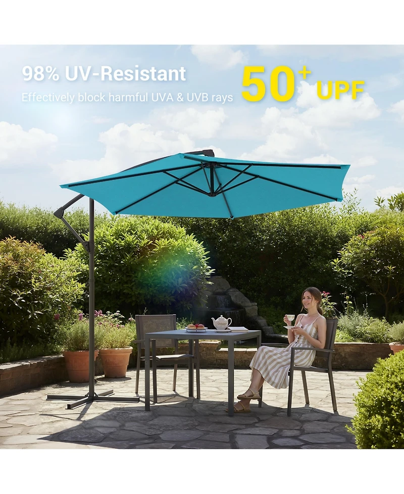 Sonkuki 10 Feet Outdoor Patio Hanging Offset Cantilever Umbrella, Cantilever Umbrella with Cross Base