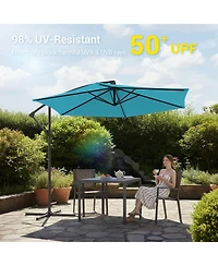 Sonkuki 10 Feet Outdoor Patio Hanging Offset Cantilever Umbrella, Cantilever Umbrella with Cross Base