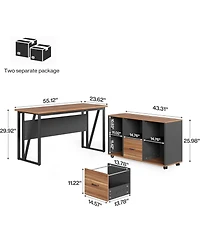 Tribesigns 55" L-Shaped Desk with Mobile File Cabinet