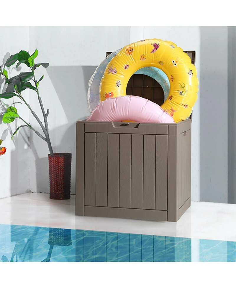 Slickblue 31 Gallon Resin Outdoor Storage Box Waterproof Deck Cabinet