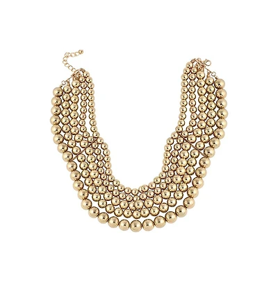 Sohi Women's Metallic Beaded Cluster Necklace