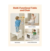 Slickblue 3 in 1 Montessori Toddler Table and Chair Set with Adjustable Height and Chalkboard for Learning and Play