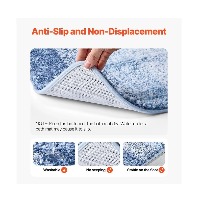 Slickblue 30x20 Inch Microfiber Bathroom Rug with Non Slip Quick Dry Backing