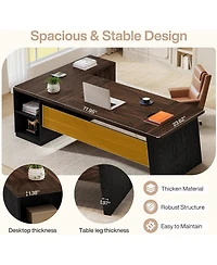 Tribesigns 78" L-Shaped Desk with 2 Drawers and Shelves