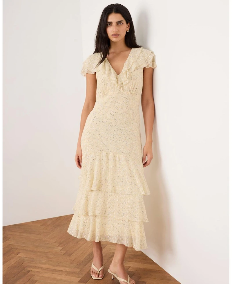 Mint Velvet Women's Ruffle Print Midi Dress