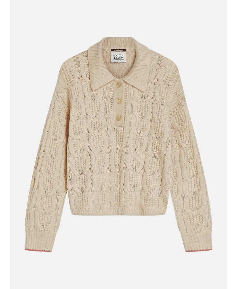 Scotch & Soda Women's Cable Stitch Boxy-Fit Pullover