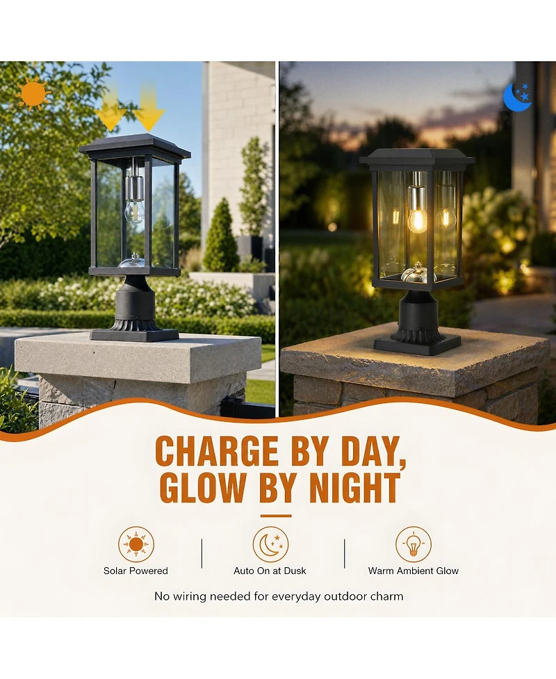 Asagikoiai Dusk to Dawn Outdoor Post Light, Waterproof Aluminum Pathway Pole Lamp
