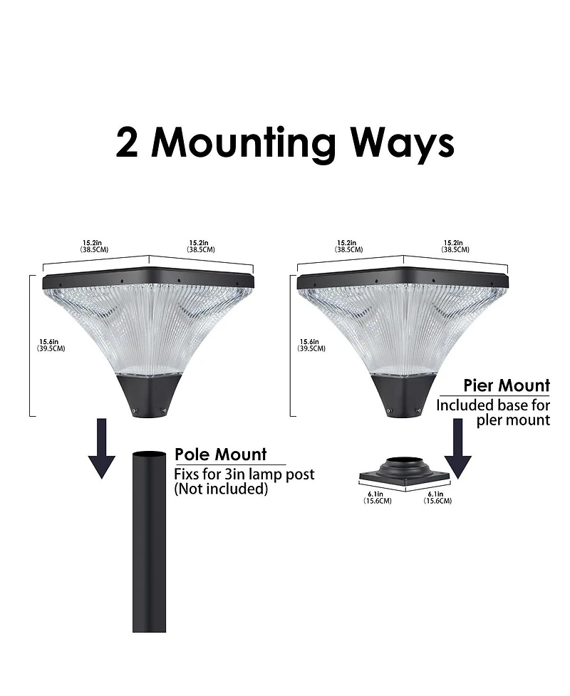 Asagikoiai Solar Outdoor Post Light with Remote Control, Dimmable Landscape Pier Light