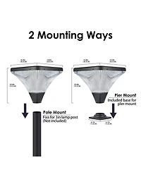 Asagikoiai Solar Outdoor Post Light with Remote Control, Dimmable Landscape Pier Light