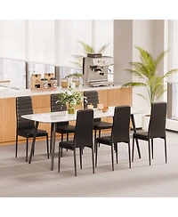 Slickblue Set of 4 Modern Dining Chairs with Thick Cushions and Metal Legs