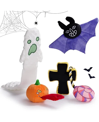 Nocciola 5 Piece Multi-Sensory Spooky Dog Toy Set | Halloween Giggle, Christmas gift,Squeaky and Crinkle Plush Toys, Small to Large Dogs