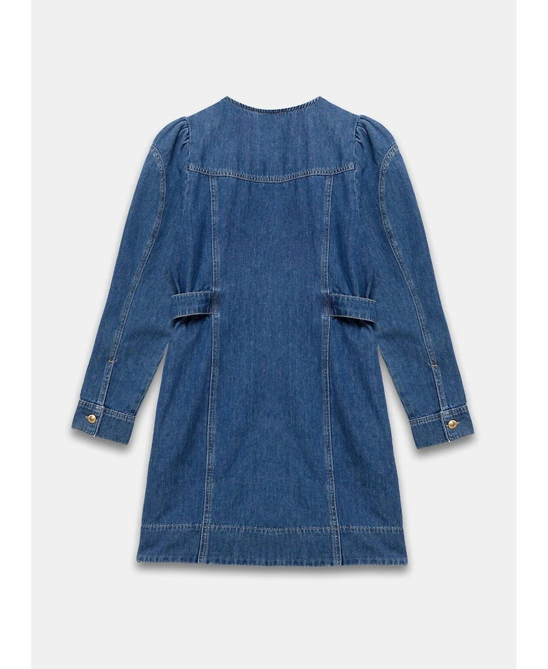 Mint Velvet Women's Denim Puff Sleeve Mini Dress