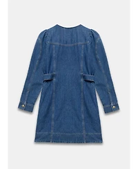 Mint Velvet Women's Denim Puff Sleeve Mini Dress