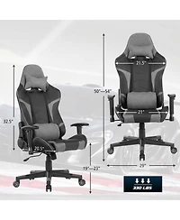 Gouun Reclining Swivel Gaming Chair with Massage Cushion and Detachable Headrest