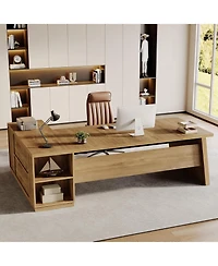 Tribesigns 77.9" L-Shaped Desk with 2 Drawers and Cabinet