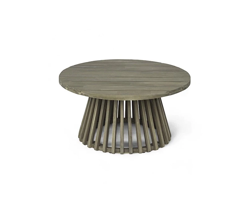 sumyeg Outdoor Acacia Wood Round Coffee Table for Patio, Balcony or Backyard