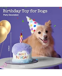 Nocciola Birthday Cake Squeaky Dog Toy, Lilac Plush Cake with Crinkle Paper, Soft Fabric for Cuddles, Perfect Birthday Gift for Dogs