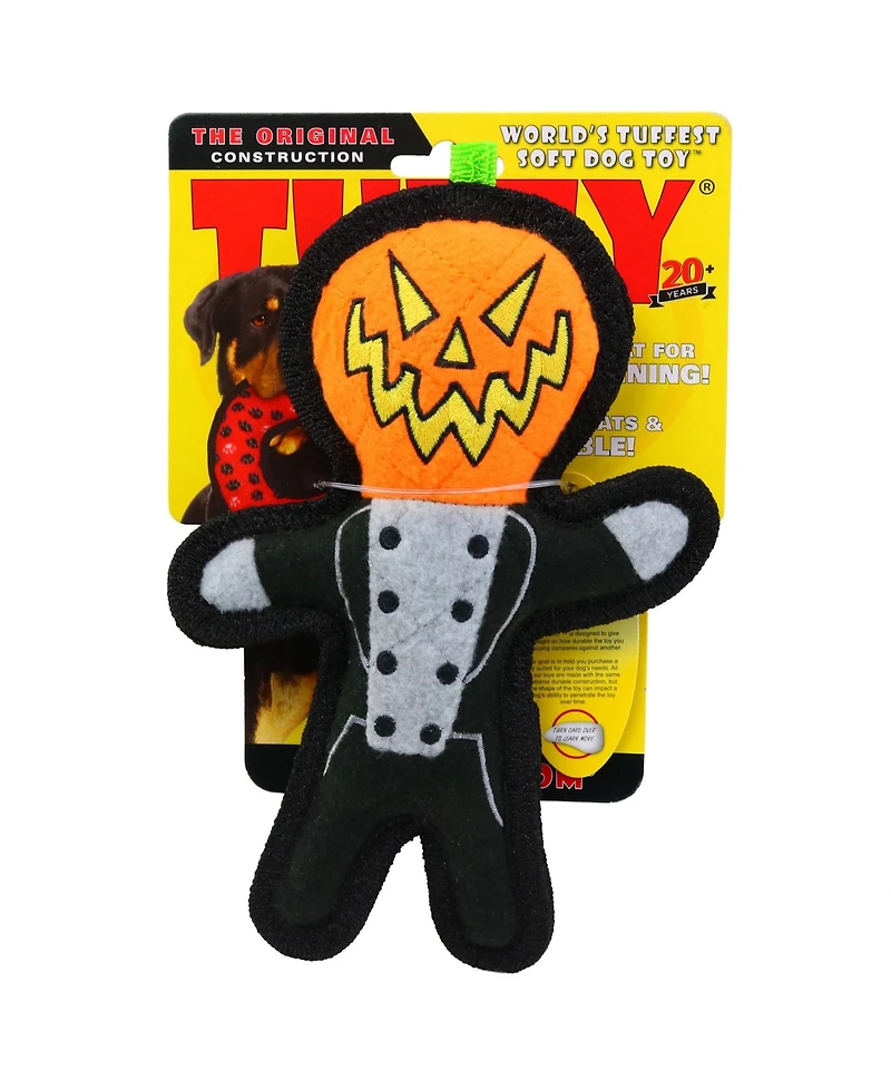 Tuffy Holiday Pumpkin Man 2 Pack, Halloween Plush Squeaky Dog Toy