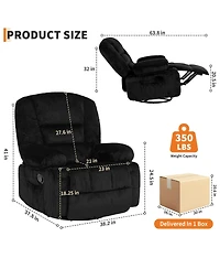 gaomon Oversized Corduroy recliner Chair with Massage and Heat,360degree(s) Swivel Rocker