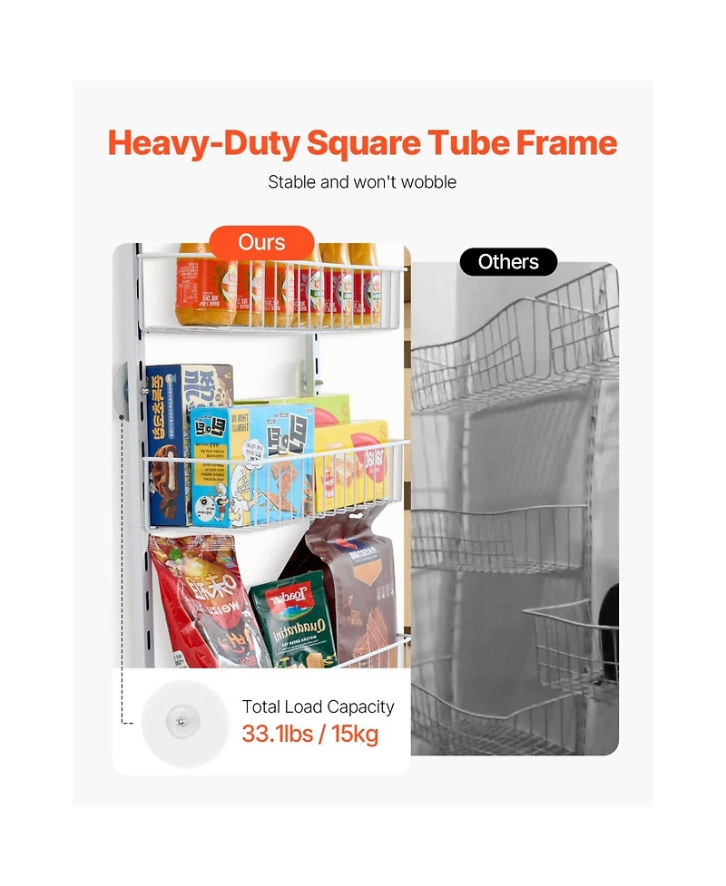 Sugift 10-Tier Over the Door Pantry Organizer Heavy-Duty Steel Adjustable Spice Rack Shelves