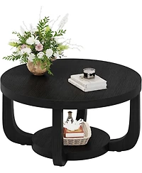 Tribesigns 31.5" Round Coffee Table with Storage Shelf