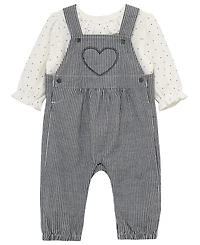 Little Me Baby Girls' Heart Top and Overall, 2-Piece set