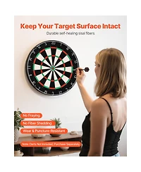 Sevorley Self-Healing Sisal Dartboard, 17.7 inch Professional Bristle Dartboard with Staple-Free Bullseye